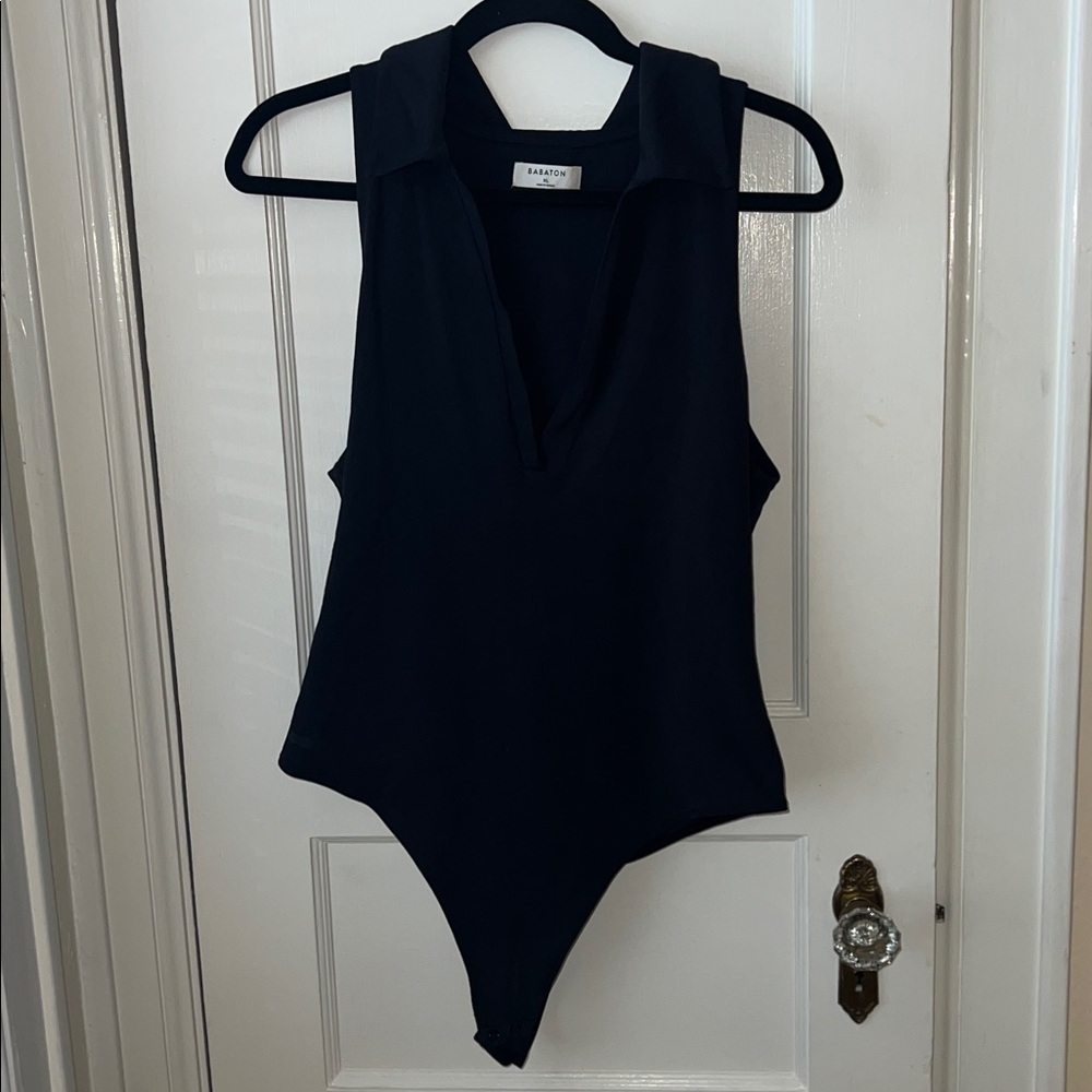 Babaton Midnight Black Collared Bodysuit